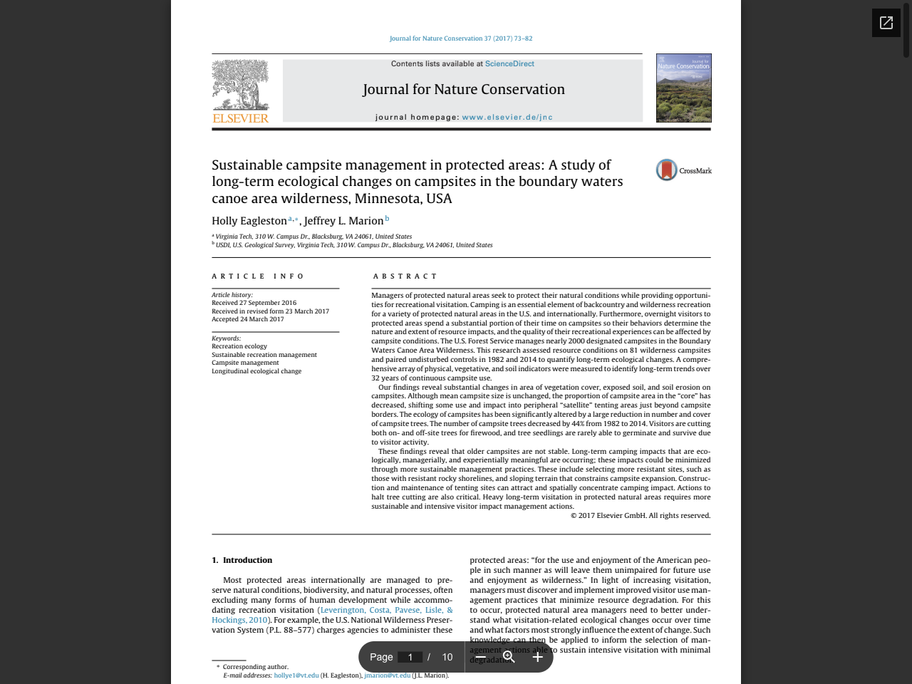 Preview of Sustainable campsite management in protected areas: A study of ..., accessed July 22, 2025, 