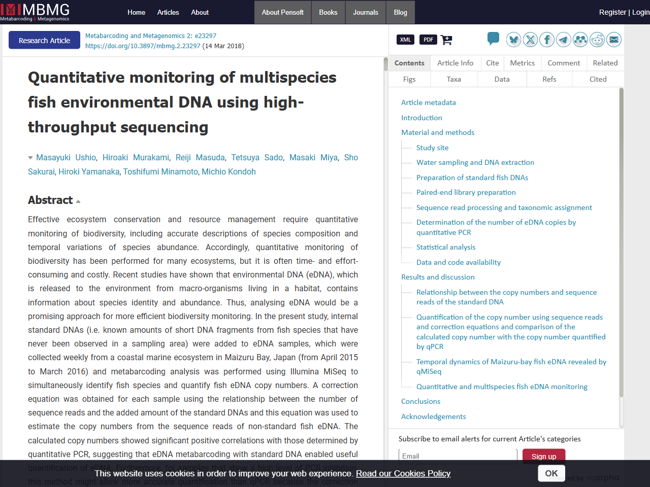 Preview of Quantitative monitoring of multispecies fish environmental DNA using high-throughput sequencing - Metabarcoding and Metagenomics