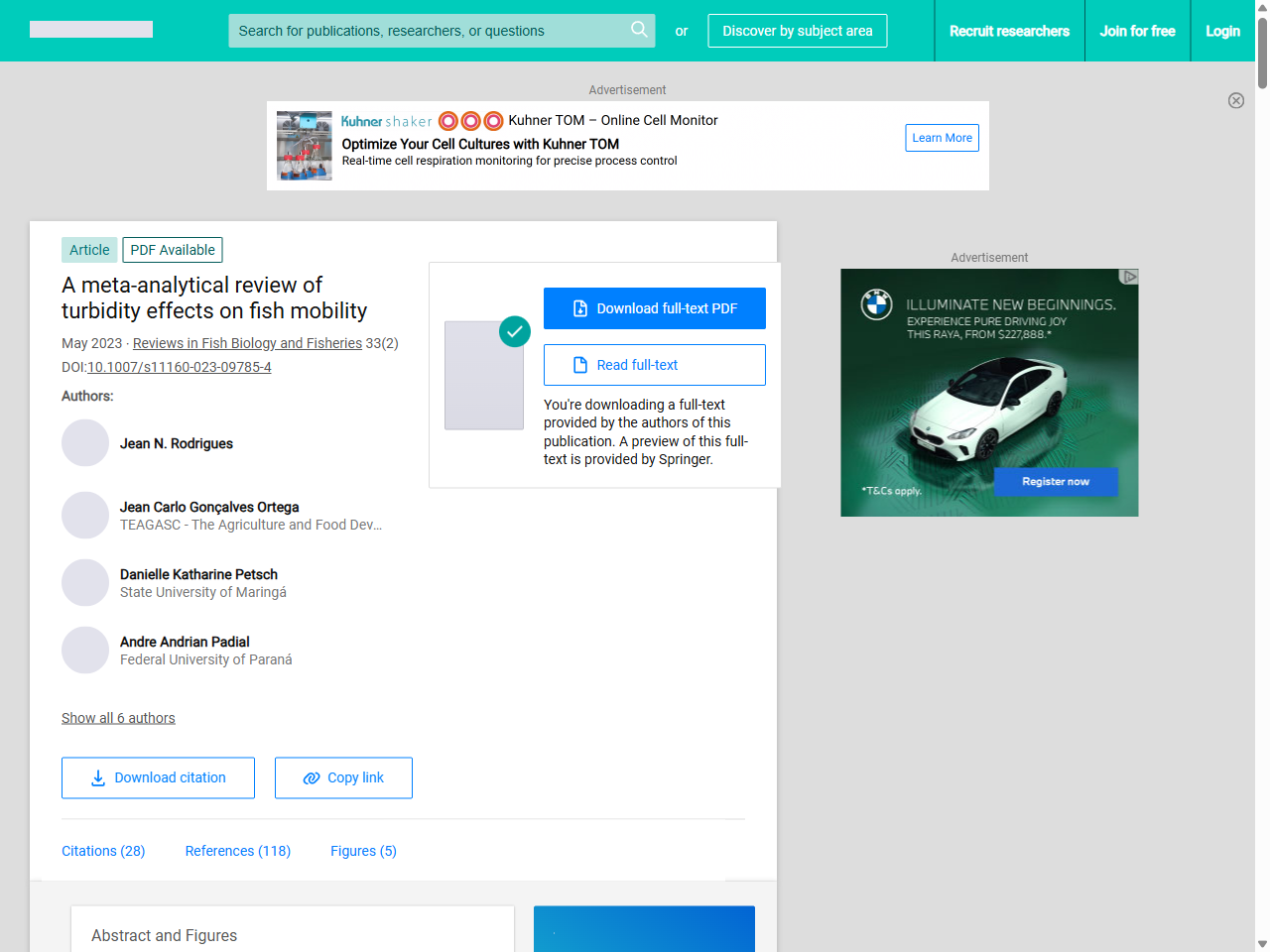 Preview of A meta-analytical review of turbidity effects on fish mobility - ResearchGate, accessed July 24, 2025