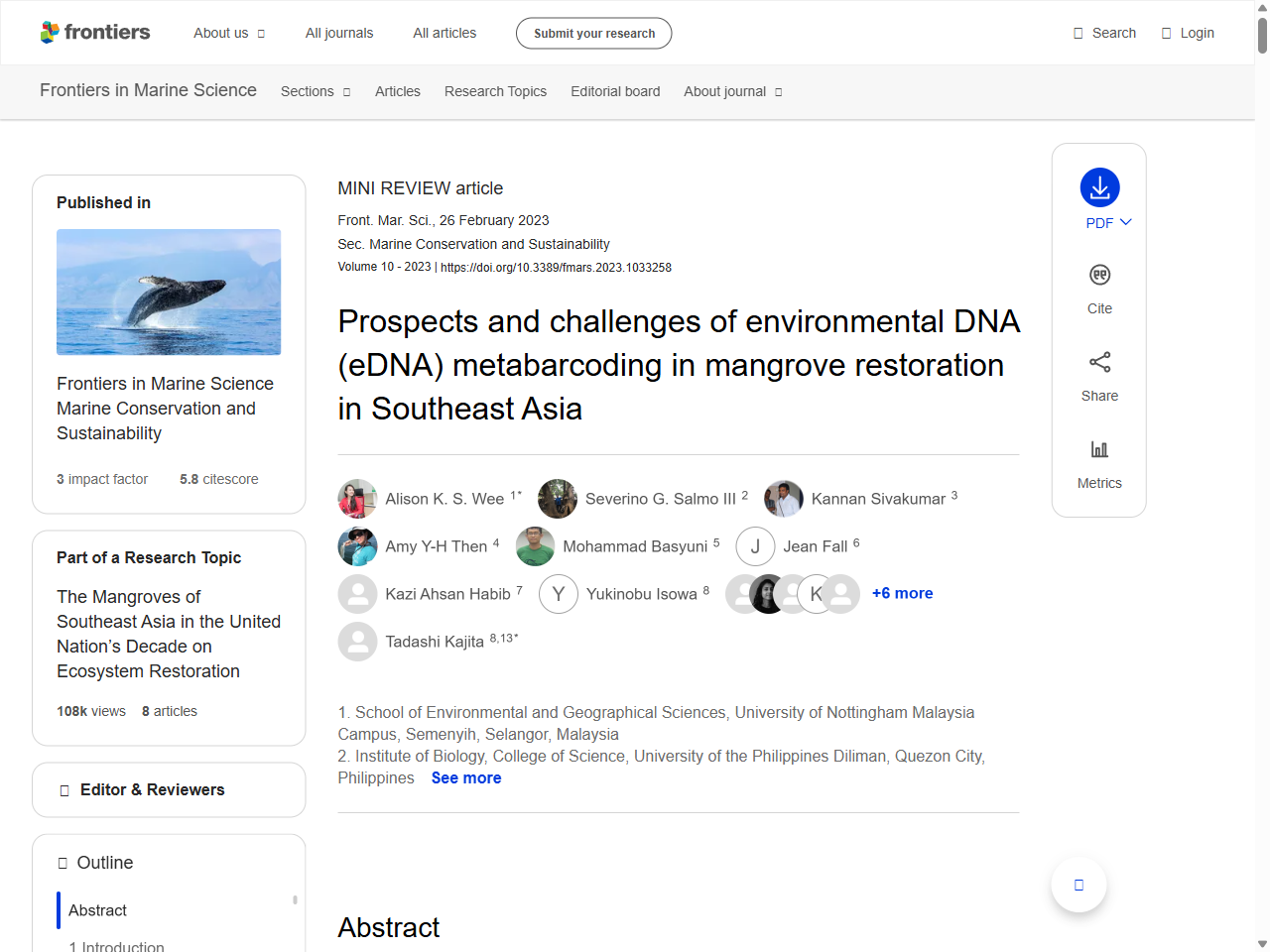 Preview of Prospects and challenges of environmental DNA (eDNA) metabarcoding in mangrove restoration in Southeast Asia - Frontiers, accessed August 10, 2025