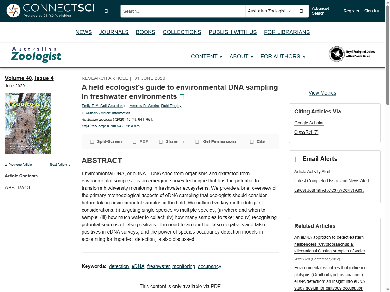 Preview of A field ecologist's guide to environmental DNA sampling in freshwater environments - Allen Press, accessed August 12, 2025