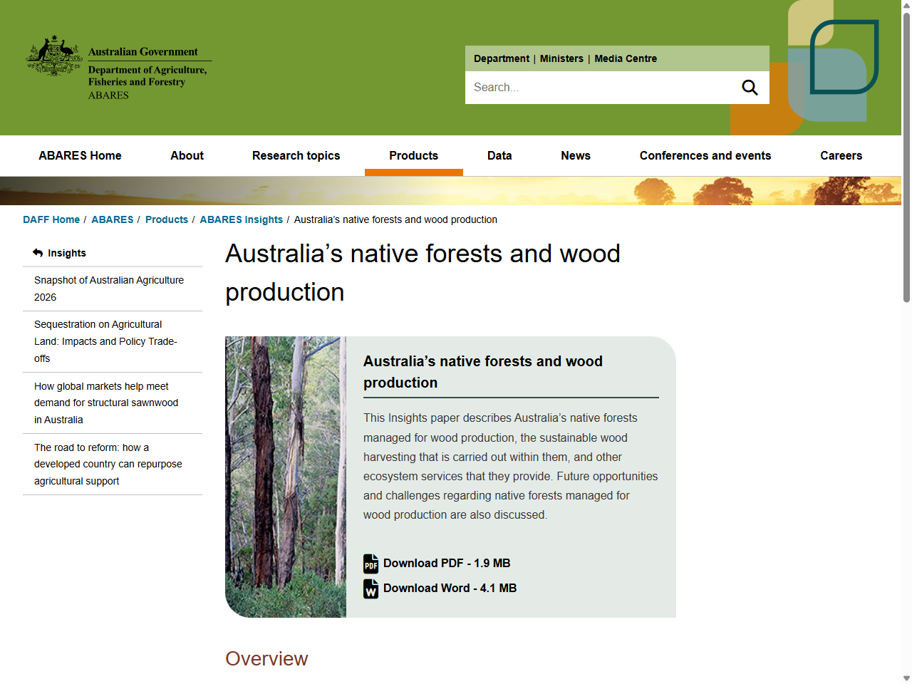 Preview of Australia's native forests and wood production - DAFF, accessed August 9, 2025
