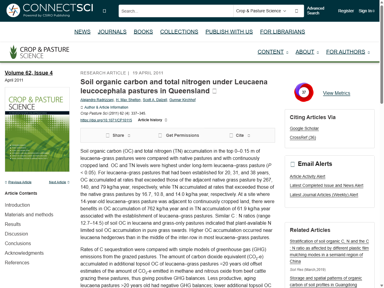 Preview of Soil organic carbon and total nitrogen under Leucaena leucocephala pastures in Queensland - CSIRO Publishing