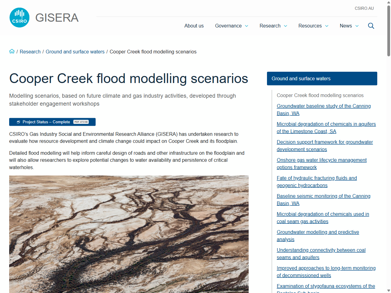 Preview of Cooper Creek flood modelling scenarios - GISERA