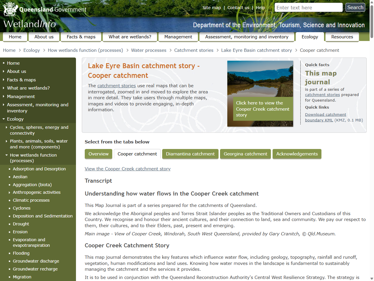 Preview of Lake Eyre Basin Catchment Story - WetlandInfo