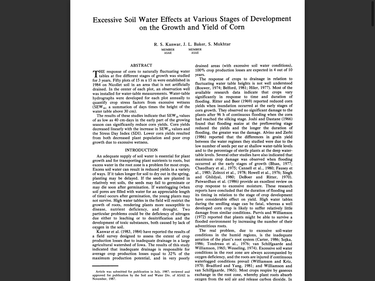 Preview of Excessive Soil Water Effects at Various Stages of Development on the Growth and Yield of Corn, accessed July 7, 2025, 