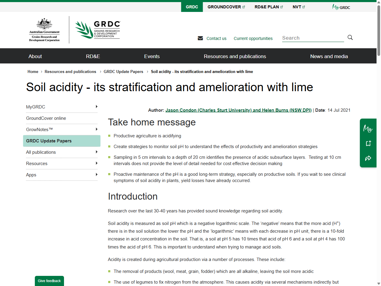 Preview of Soil acidity - its stratification and amelioration with lime - GRDC