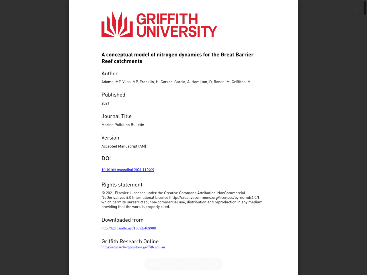 Preview of A conceptual model of nitrogen dynamics for the Great Barrier Reef catchments - Griffith Research Online, accessed July 22, 2025,