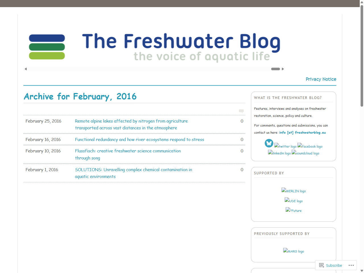 Preview of February | 2016 | The Freshwater Blog, accessed on May 31, 2025