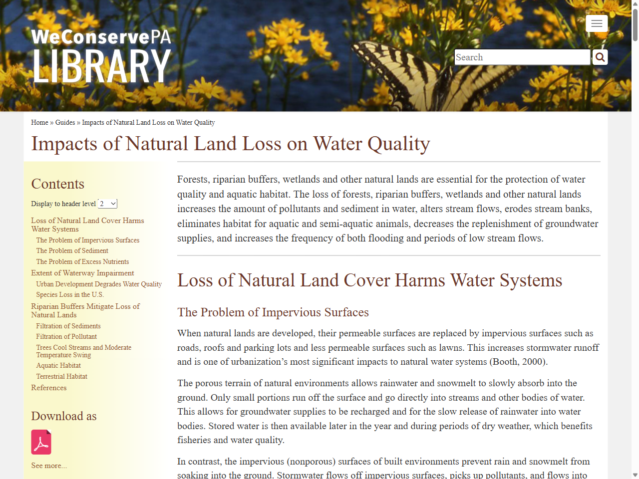 Preview of Impacts of Natural Land Loss on Water Quality - WeConservePA Library, accessed July 30, 2025, 
