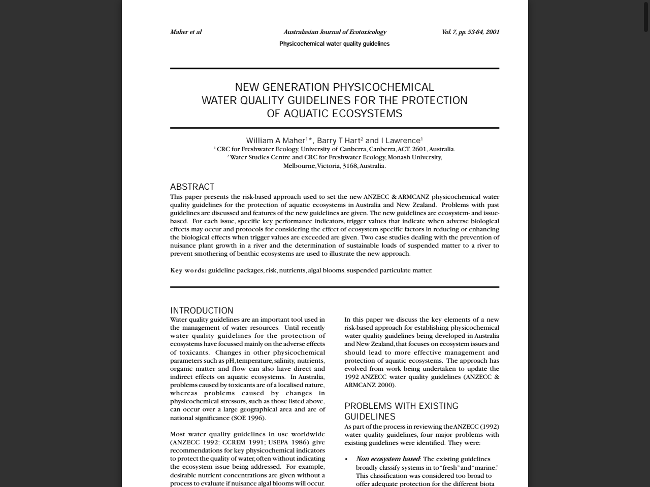 Preview of Water Assessment Water Quality Report Series