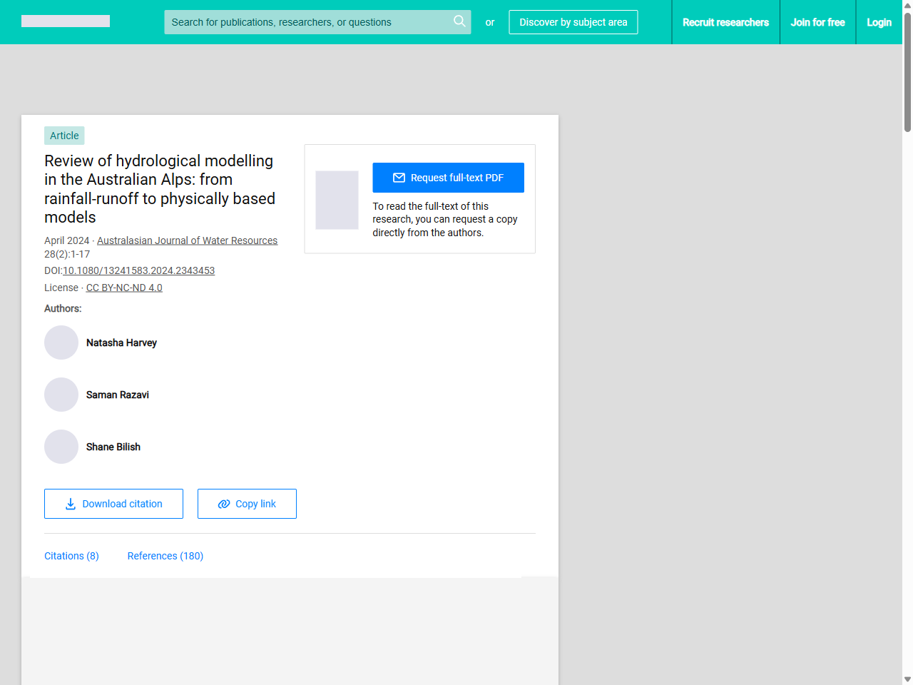 Preview of Review of hydrological modelling in the Australian Alps: from rainfall-runoff to physically based models - ResearchGate