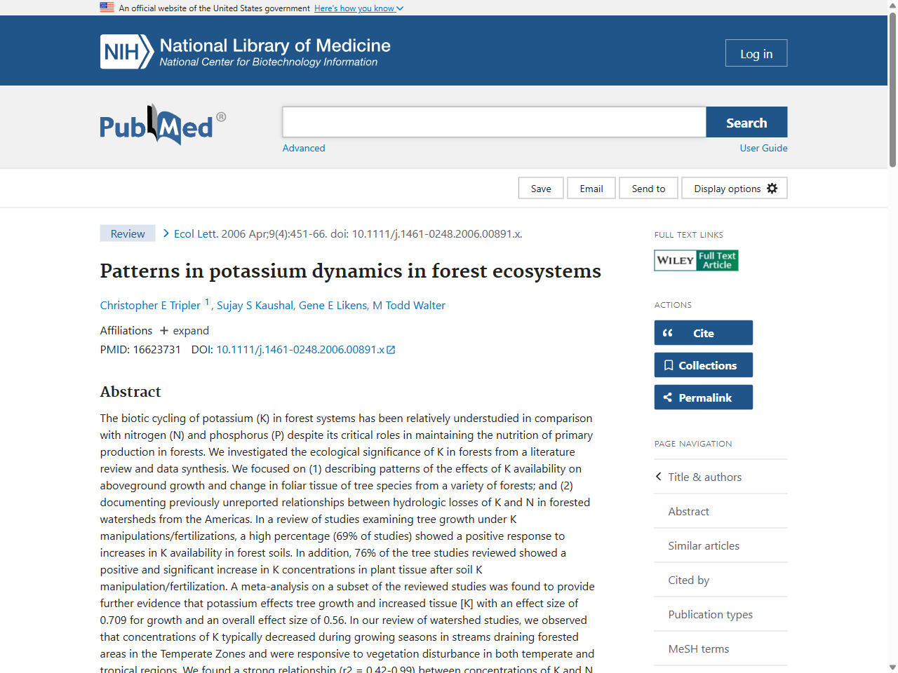 Preview of Patterns in potassium dynamics in forest ecosystems - PubMed, accessed August 11, 2025,