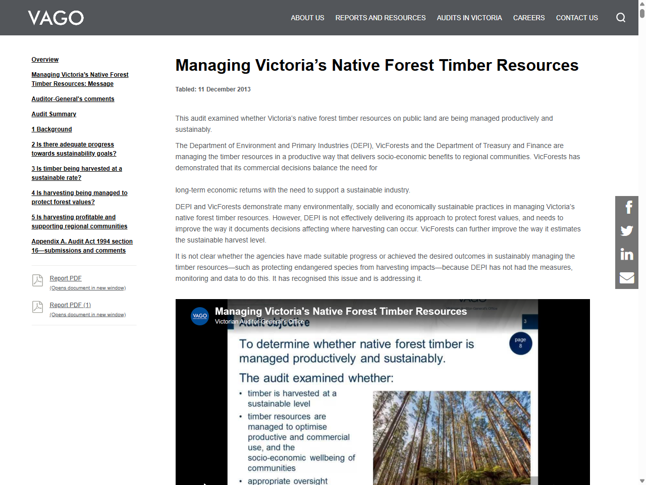 Preview of Managing Victoria's Native Forest Timber Resources | Victorian Auditor-General's Office