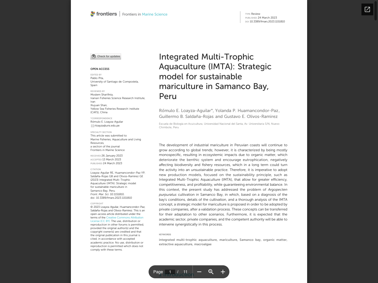 Preview of Integrated Multi-Trophic Aquaculture (IMTA): Strategic model for sustainable mariculture in Samanco Bay, Peru - Frontiers, accessed August 1, 2025