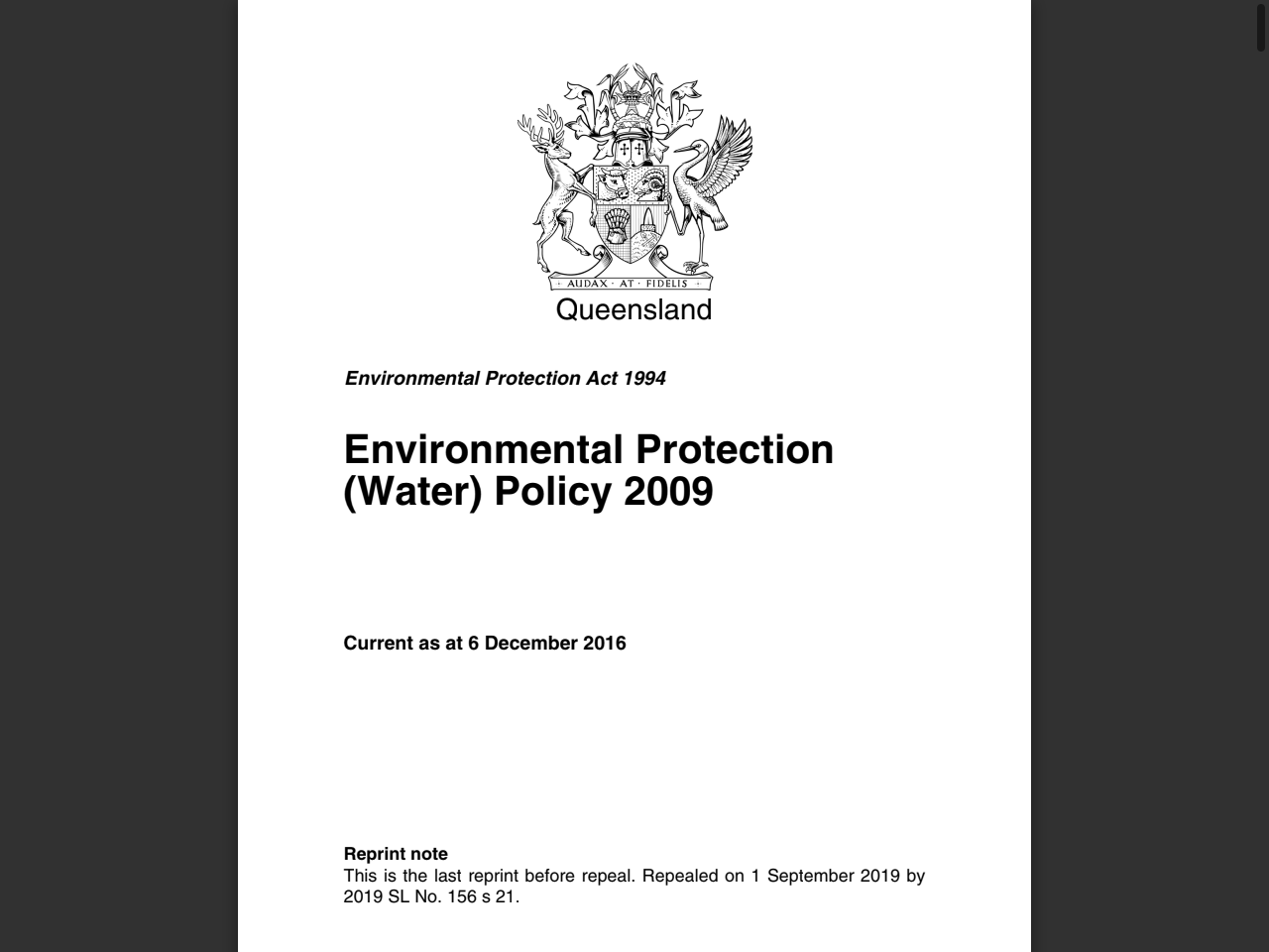 Preview of Environmental Protection (Water) Policy 2009 - Queensland Legislation, accessed July 18, 2025,