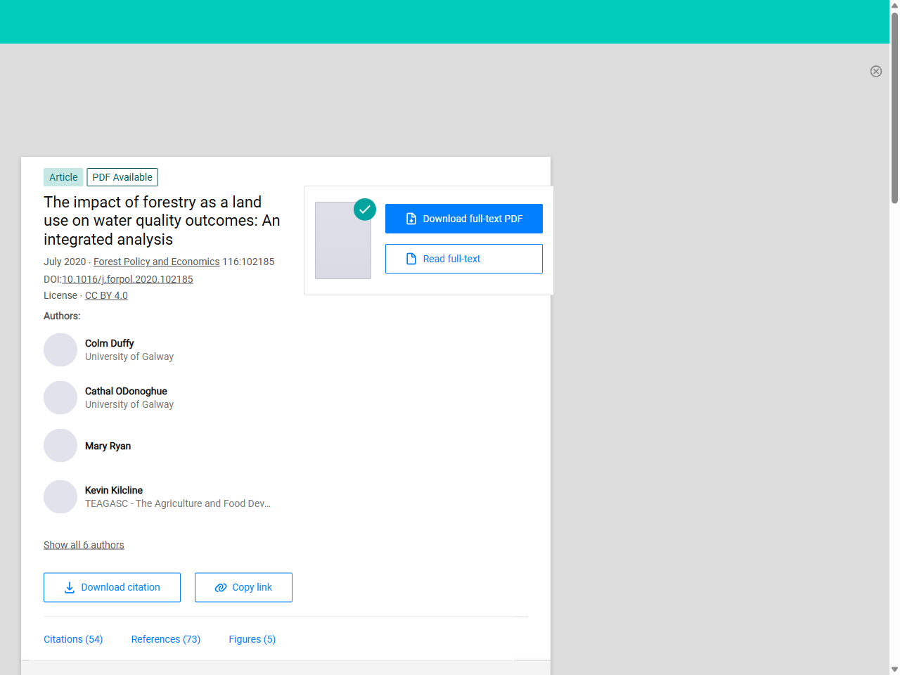 Preview of The impact of forestry as a land use on water quality outcomes: An integrated analysis