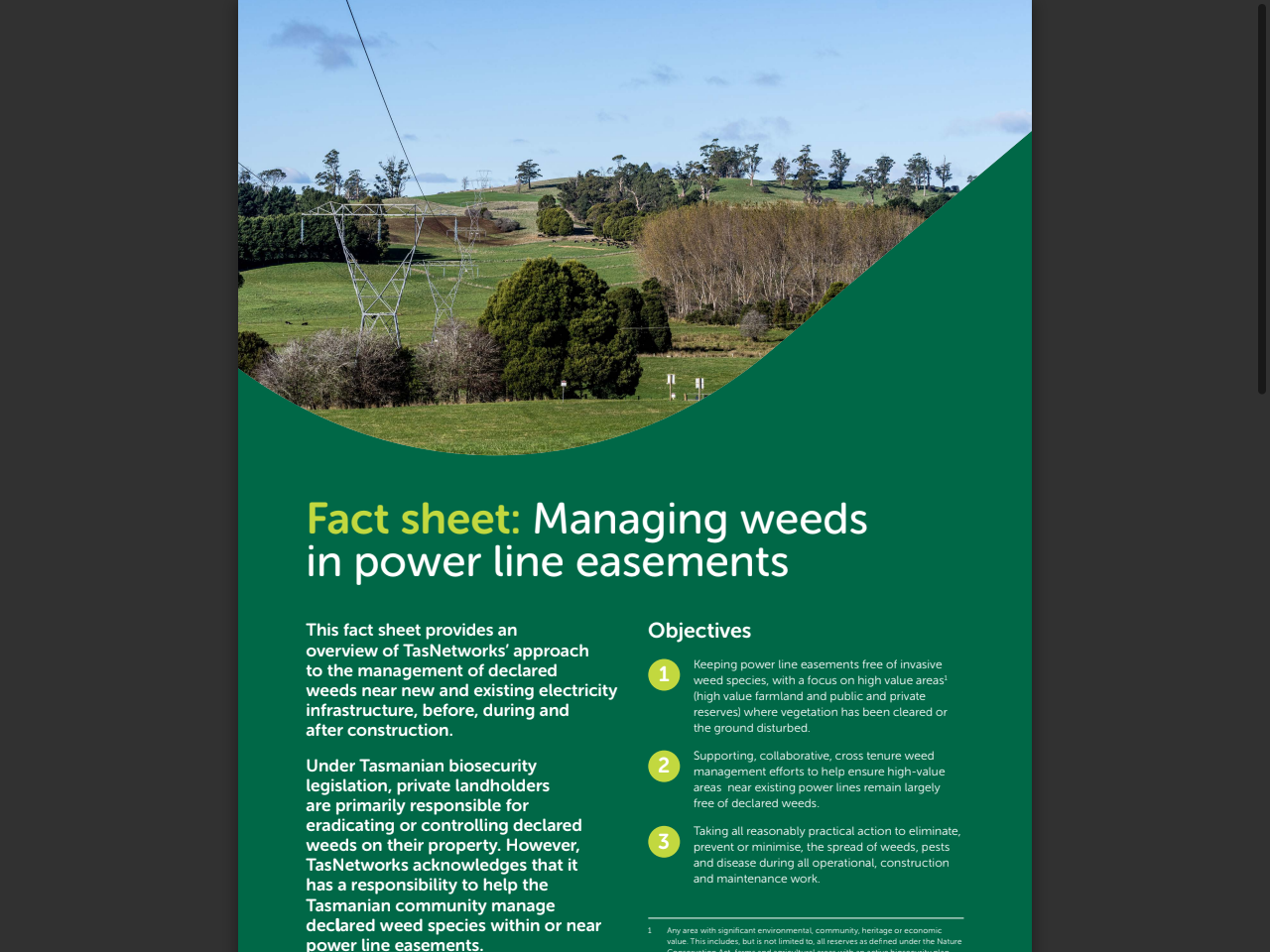 Preview of Fact sheet: Managing weeds in power line easements - TasNetworks, accessed August 10, 2025