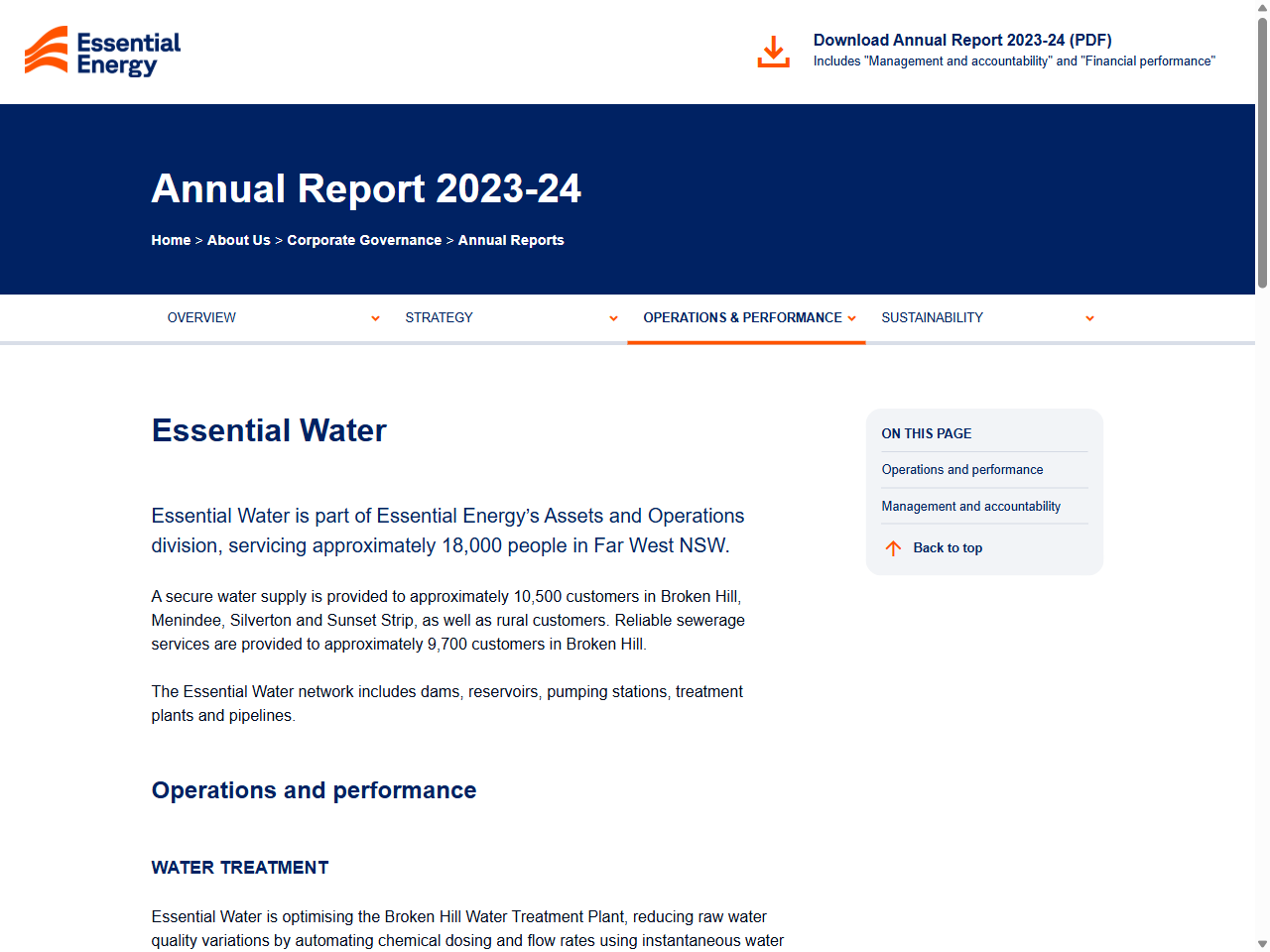 Preview of Essential Water – Essential Energy Annual Report 2023-24, accessed August 1, 2025