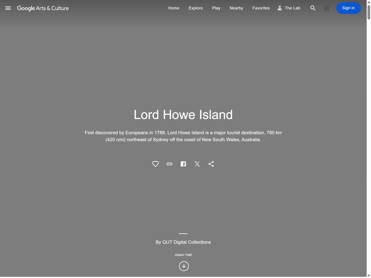 Preview of Lord Howe Island - Google Arts & Culture, accessed July 30, 2025