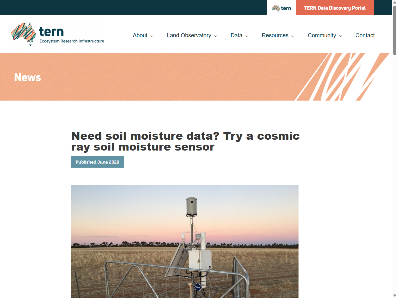 Preview of CosmOz - The Australian Cosmic-ray Soil Moisture Sensor Network - TERN Data Discovery Portal, accessed May 16, 2025