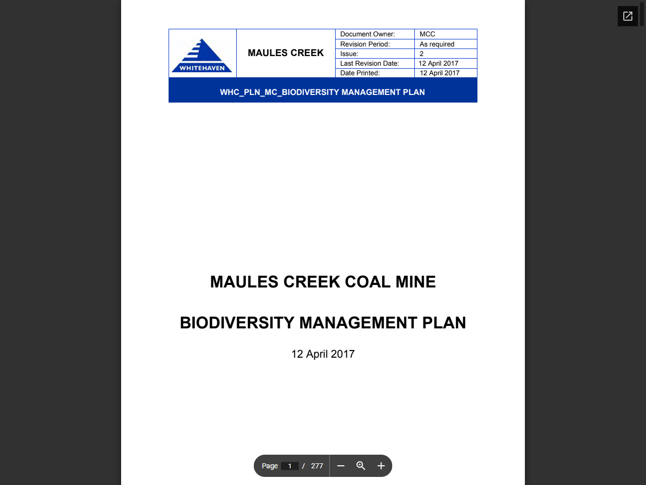 Preview of MAULES CREEK COAL MINE BIODIVERSITY ... - Whitehaven Coal, accessed August 12, 2025, 