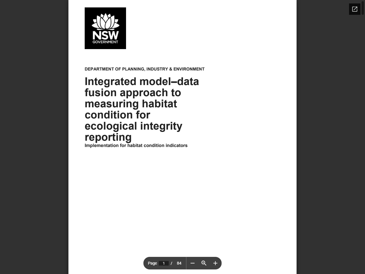 Preview of Integrated model–data fusion approach to measuring habitat condition for ecological integrity reporting - Environment and Heritage