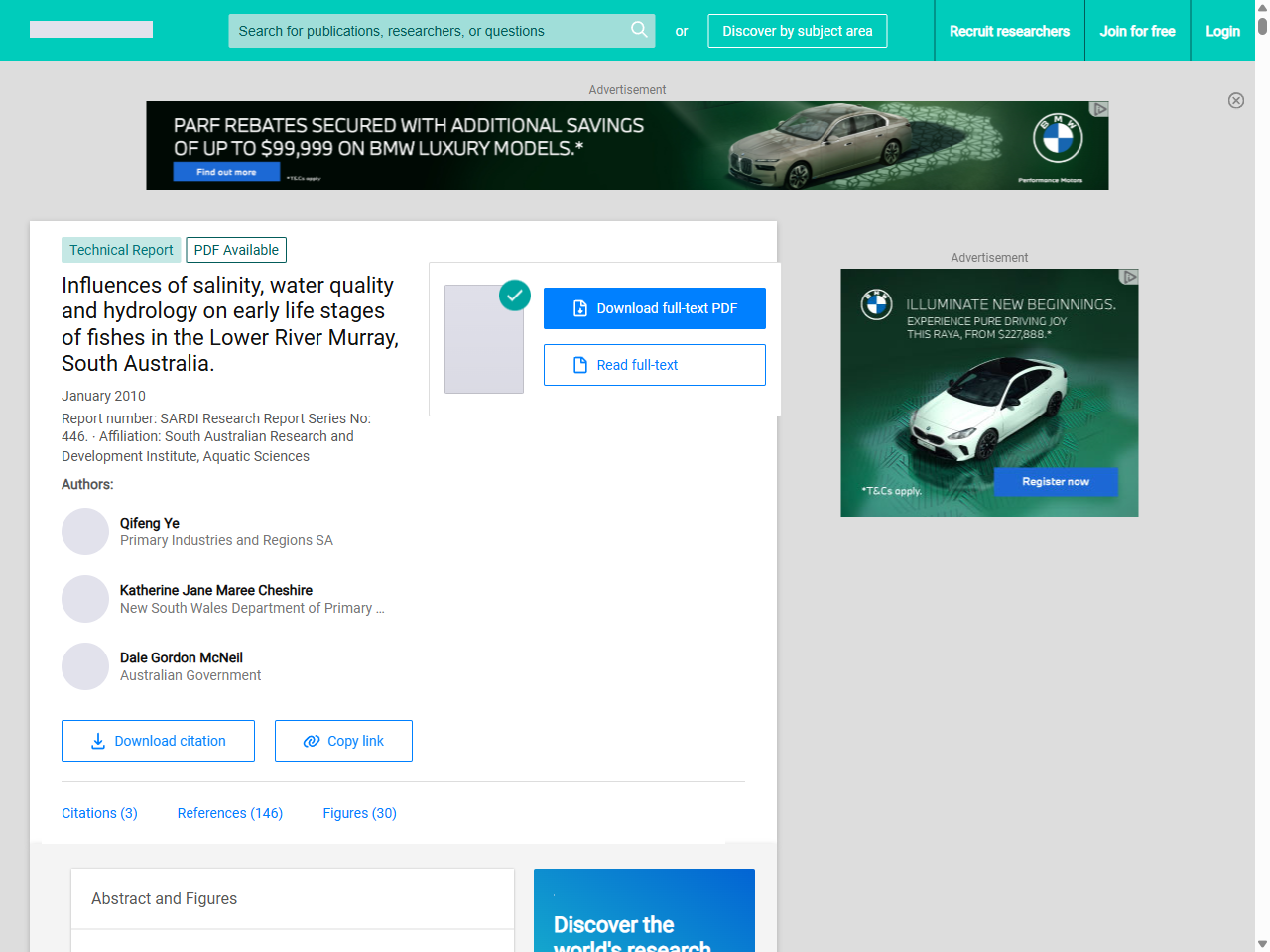 Preview of Influences of salinity, water quality and hydrology on early life stages of fishes in the Lower River Murray, South Australia.