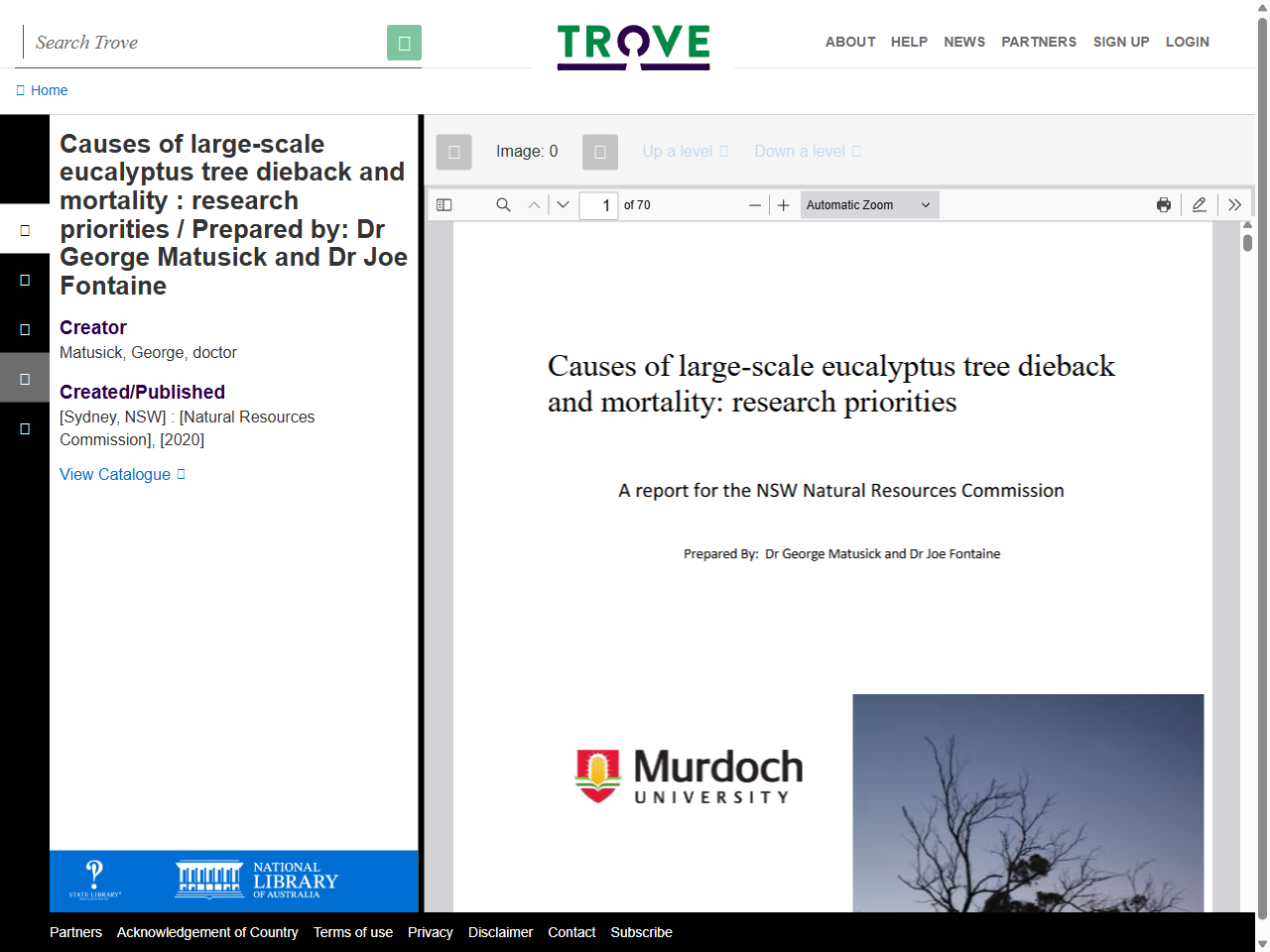 Preview of Causes of large-scale eucalyptus tree dieback and mortality: research priorities
