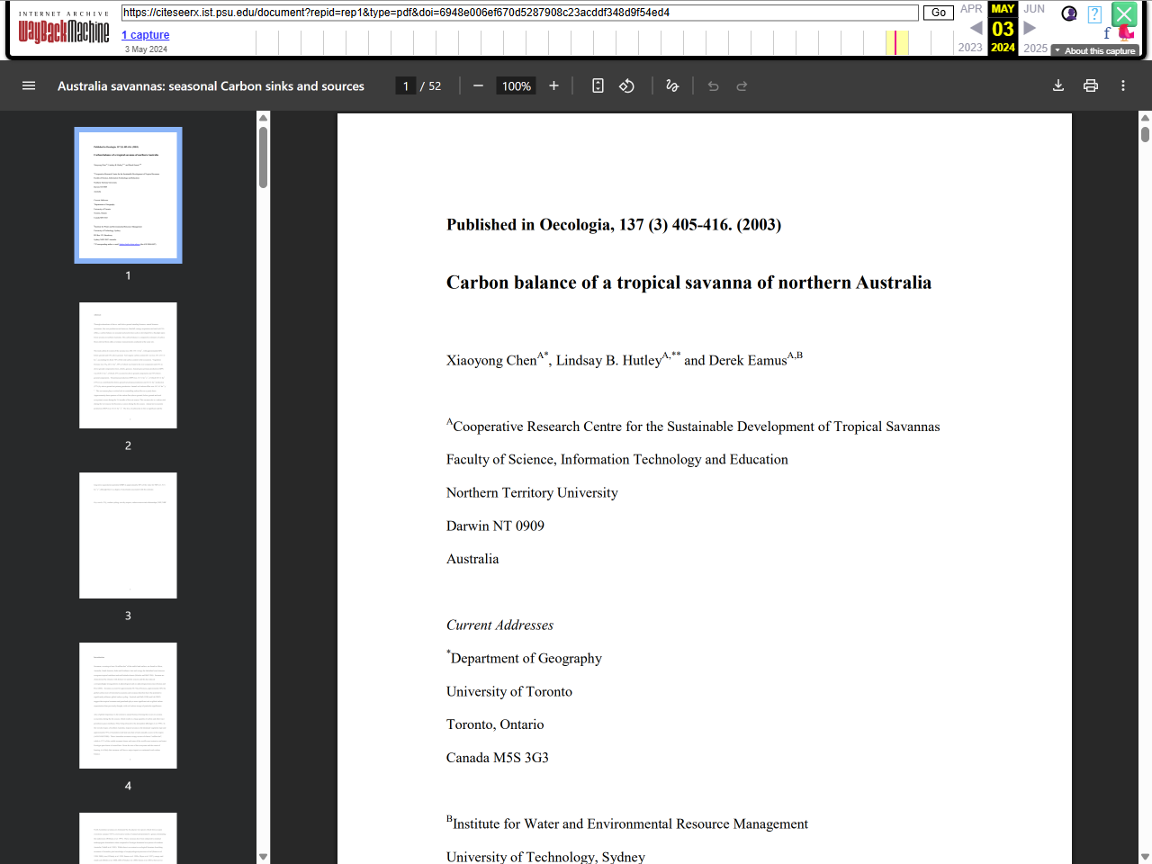 Preview of Carbon balance of a tropical savanna of northern Australia - CiteSeerX, accessed July 24, 2025,