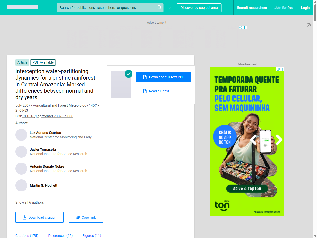 Preview of Characterizing nitrogen dynamics, retention and transport in a tropical rainforest stream using an in situ 15N addition