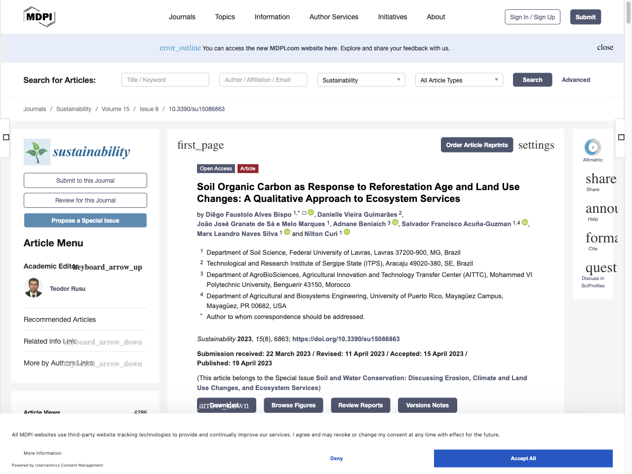 Preview of Soil Organic Carbon as Response to Reforestation Age and Land Use Changes: A Qualitative Approach to Ecosystem Services - MDPI, accessed August 5, 2025, 