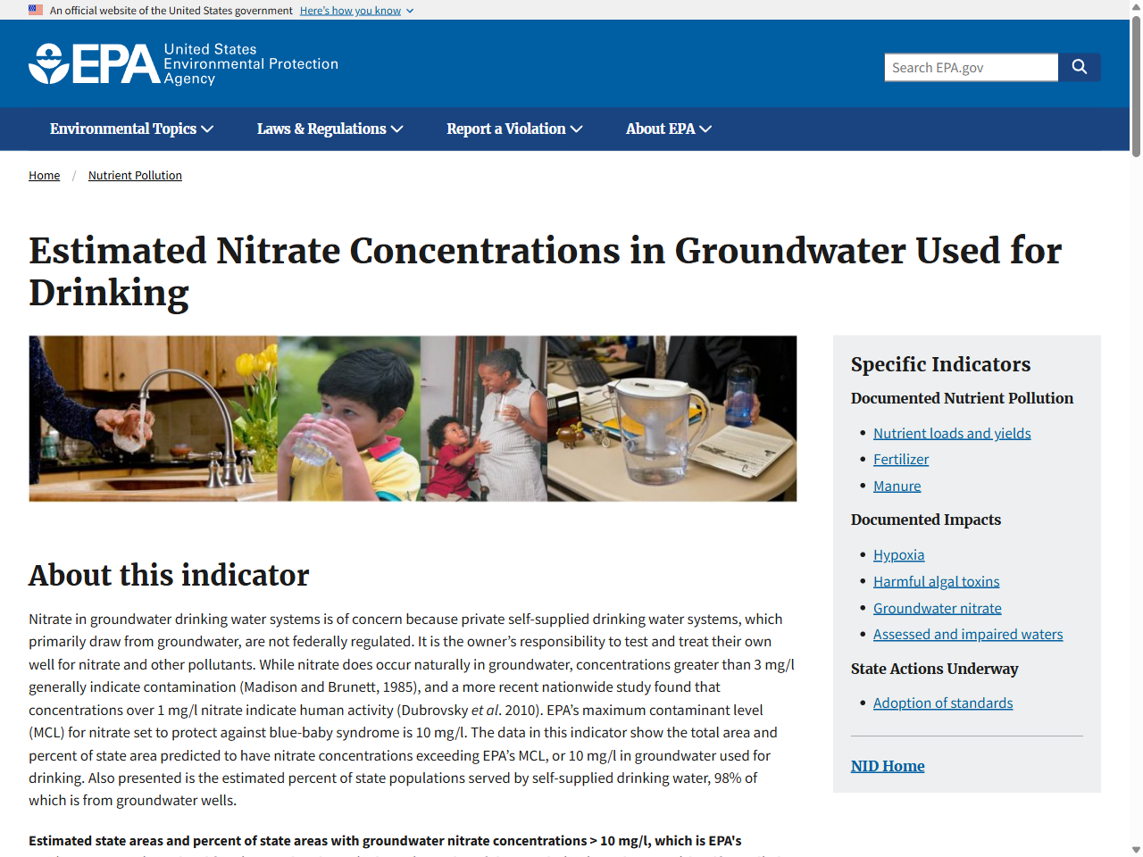 Preview of Estimated Nitrate Concentrations in Groundwater Used for Drinking | US EPA, accessed August 8, 2025