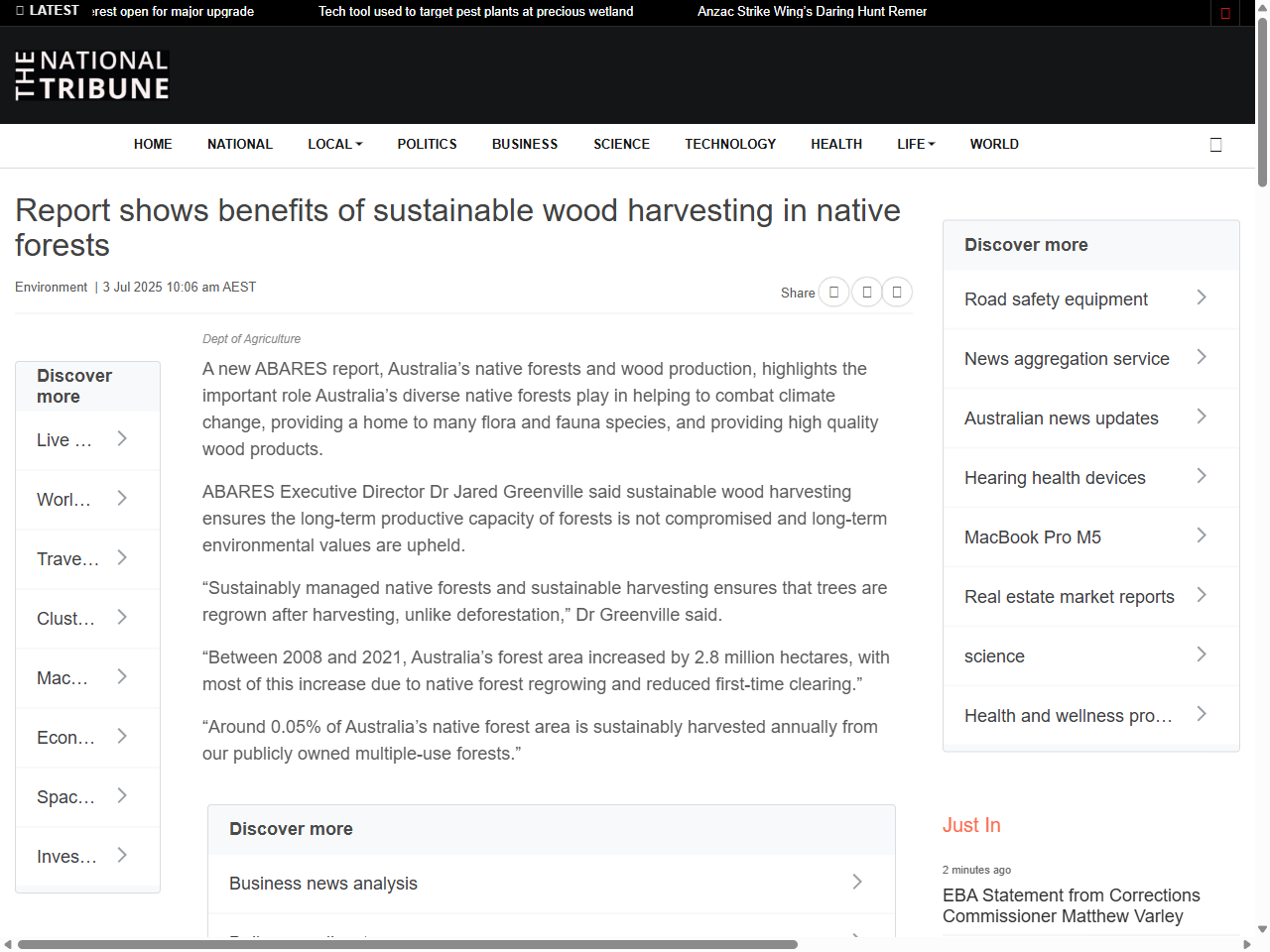 Preview of Report shows benefits of sustainable wood harvesting in native forests, accessed July 31, 2025