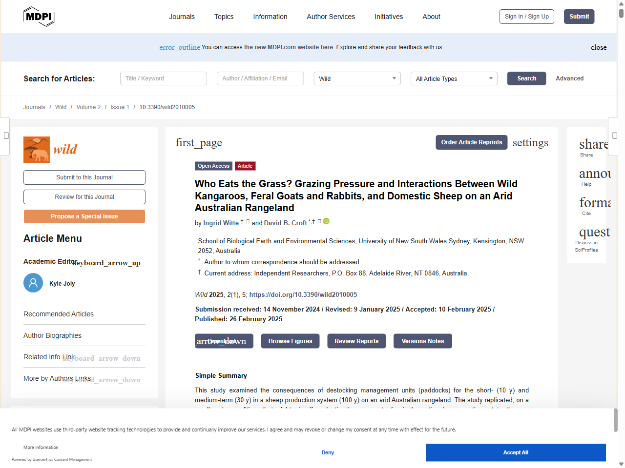 Preview of Who Eats the Grass? Grazing Pressure and Interactions Between Wild Kangaroos, Feral Goats and Rabbits, and Domestic Sheep on an Arid Australian Rangeland - MDPI