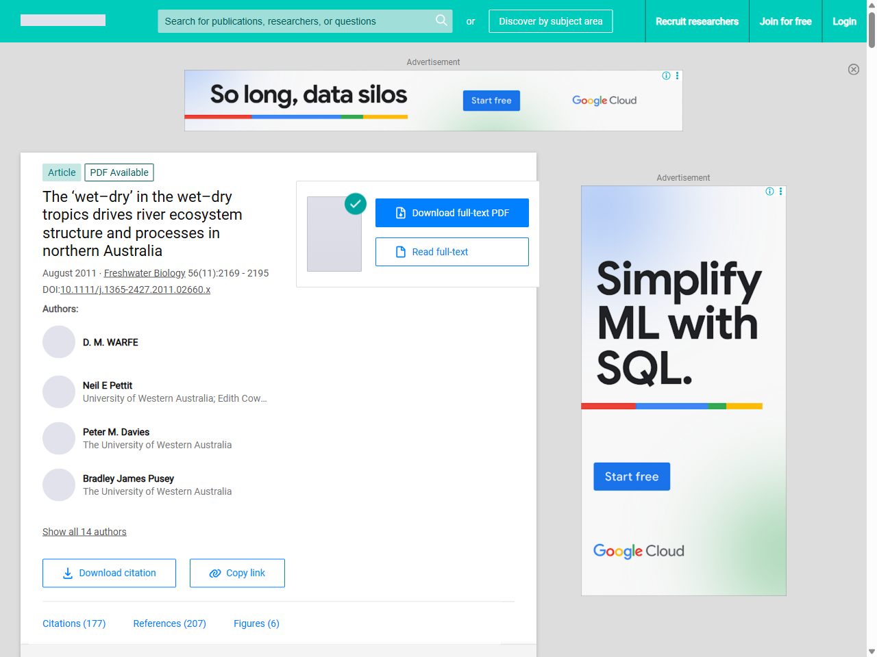 Preview of The 'wet–dry' in the wet–dry tropics drives river ecosystem structure and processes in northern Australia - ResearchGate, accessed July 24, 2025,