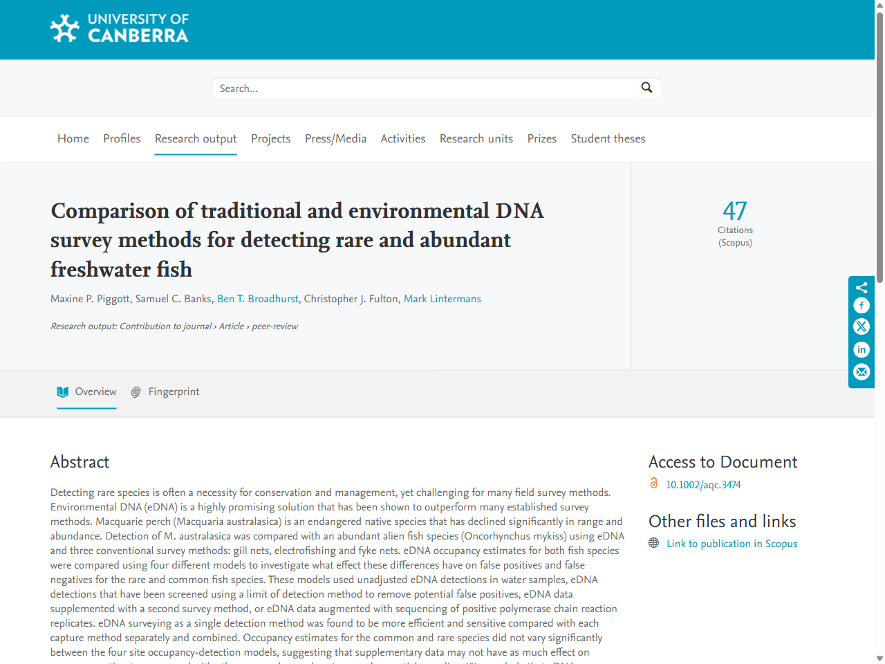 Preview of Correlated environmental DNA and electrofished estimates of relative biomass for golden perch, Macquaria ambigua - Frontiers, accessed August 17, 2025