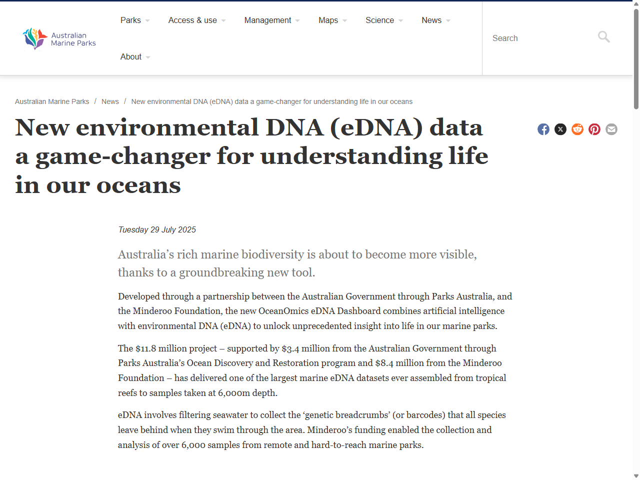 Preview of New environmental DNA (eDNA) data a game-changer for understanding life in our oceans, accessed August 4, 2025