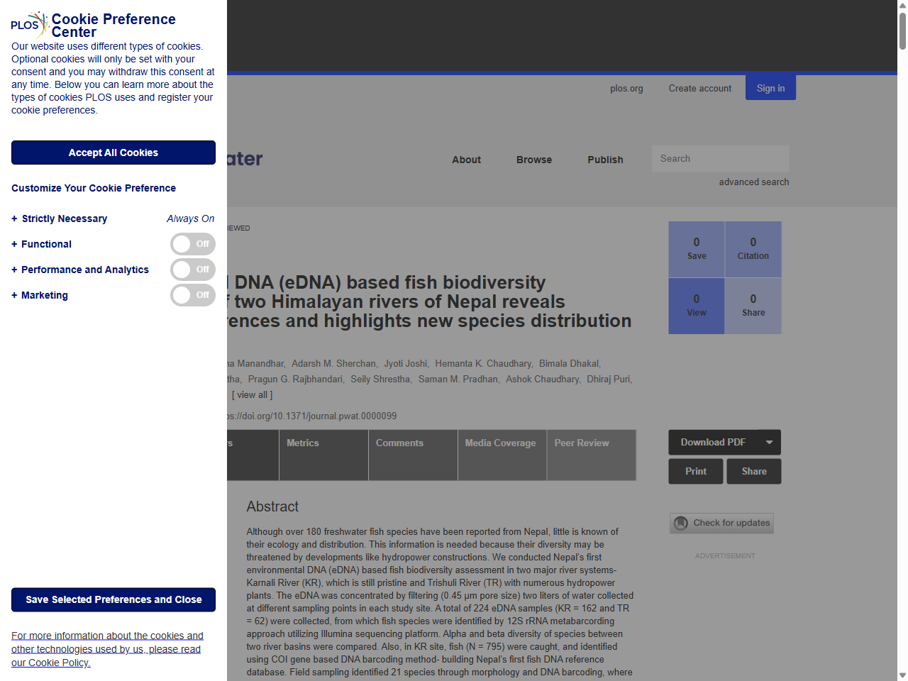 Preview of Environmental DNA (eDNA) based fish biodiversity assessment of two Himalayan rivers of Nepal reveals diversity differences and highlights new species distribution records - Research journals, accessed July 24, 2025