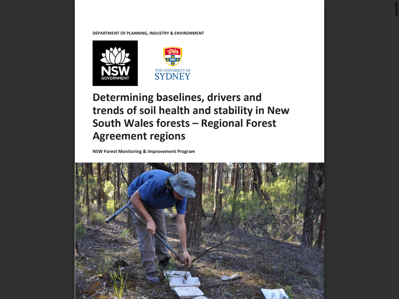 Preview of Determining baselines, drivers and trends of soil health and stability in New South Wales forests., accessed August 28, 2025,