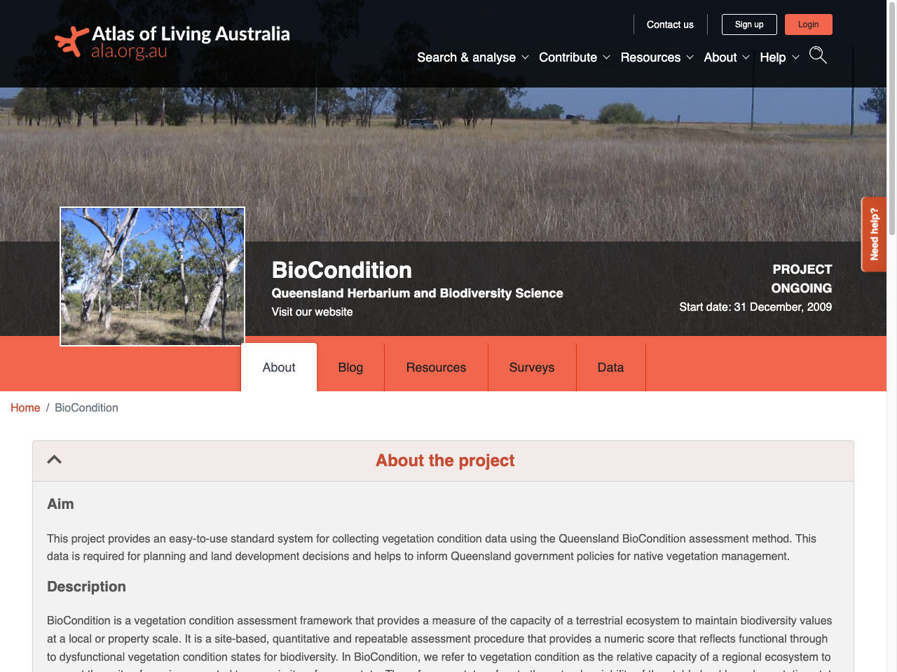 Preview of BioCondition | Project - BioCollect - Atlas of Living Australia, accessed August 3, 2025, 