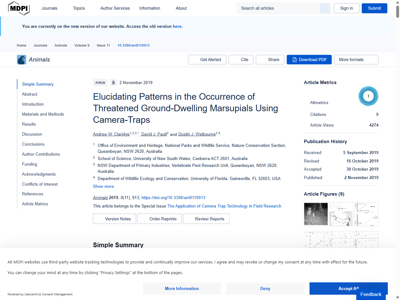 Preview of Elucidating Patterns in the Occurrence of Threatened Ground-Dwelling Marsupials Using Camera-Traps