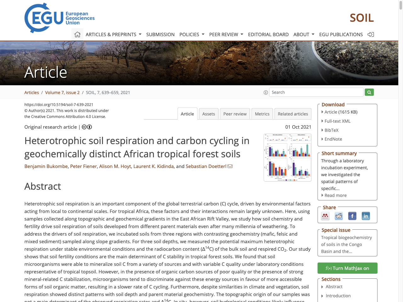 Preview of Heterotrophic soil respiration and carbon cycling in geochemically distinct African tropical forest soils, accessed July 30, 2025,