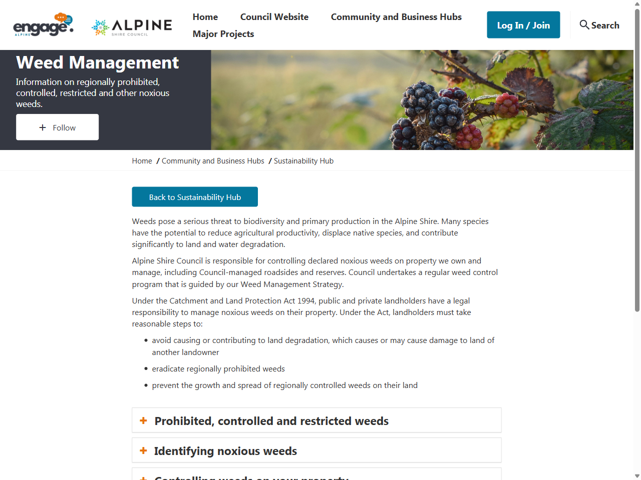 Preview of alpine shire Weeds - AWS