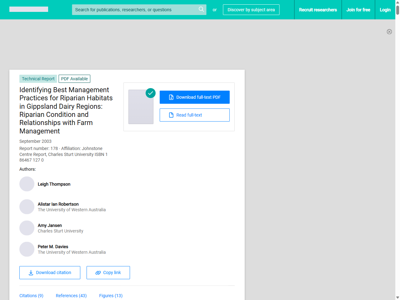 Preview of (PDF) Identifying Best Management Practices for Riparian Habitats in Gippsland Dairy Regions: Riparian Condition and Relationships with Farm Management - ResearchGate, accessed March 27, 2026,