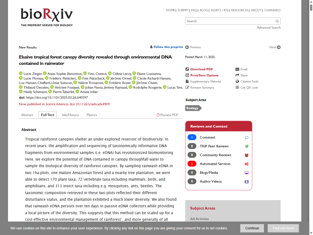 Preview of Elusive tropical forest canopy diversity revealed through ... - bioRxiv