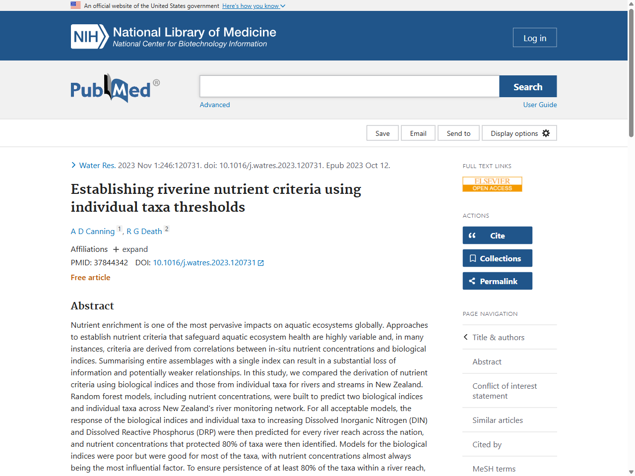 Preview of Establishing riverine nutrient criteria using individual taxa thresholds - PubMed, accessed July 20, 2025, 