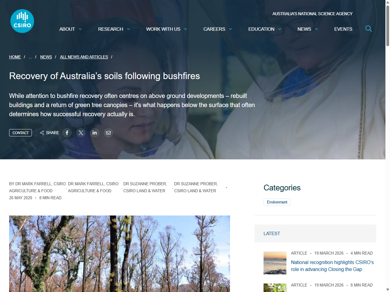 Preview of Recovery of Australia's soils following bushfires - CSIRO, accessed July 19, 2025