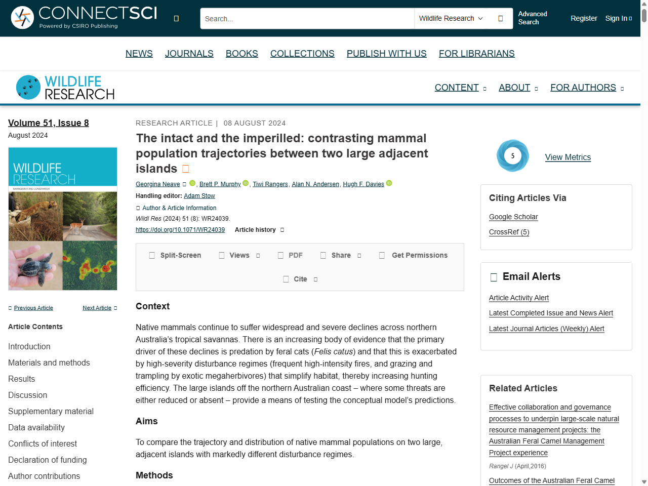 Preview of The intact and the imperilled: contrasting mammal population trajectories between two large adjacent islands - CSIRO Publishing, accessed July 30, 2025, 