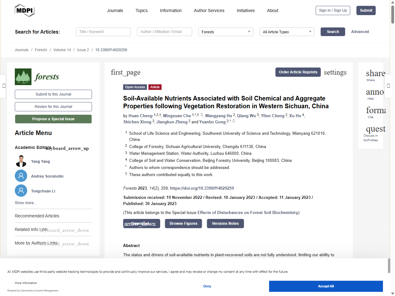 Preview of Liu, J., et al. (2023). Soil nutrient status and stoichiometry in different forest types. Forests.